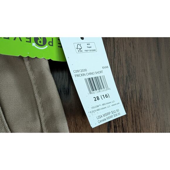 Volcom Frickin Chino Shorts Preppy Modern Straight NEW! - Picture 2 of 7